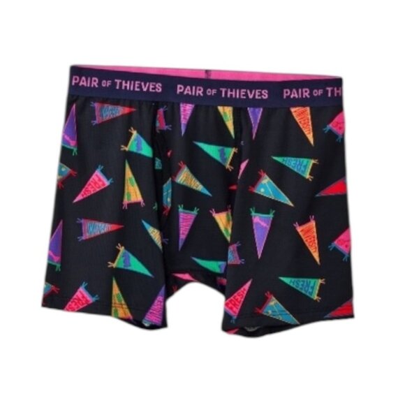 (3) Pair of Thieves SuperFit Men's Small Boxer Brief Black Collegiate Flags NWT - Picture 6 of 6
